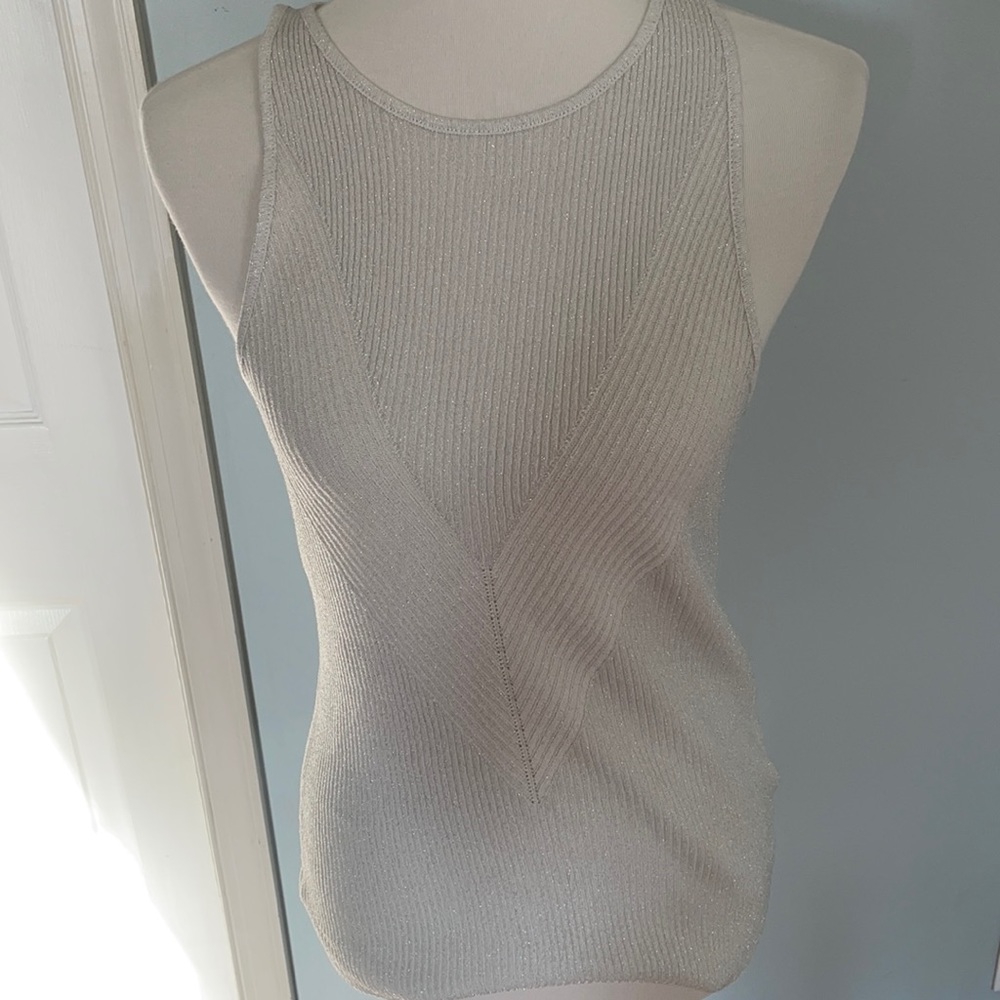 Knit white and silver shirt